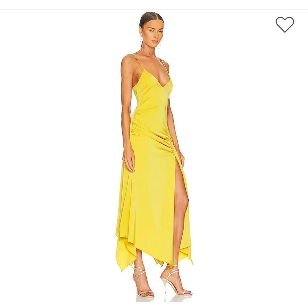 NWT NBD Evangeline gown yellow gold midi slip dress Revolve M - Picture 4 of 10